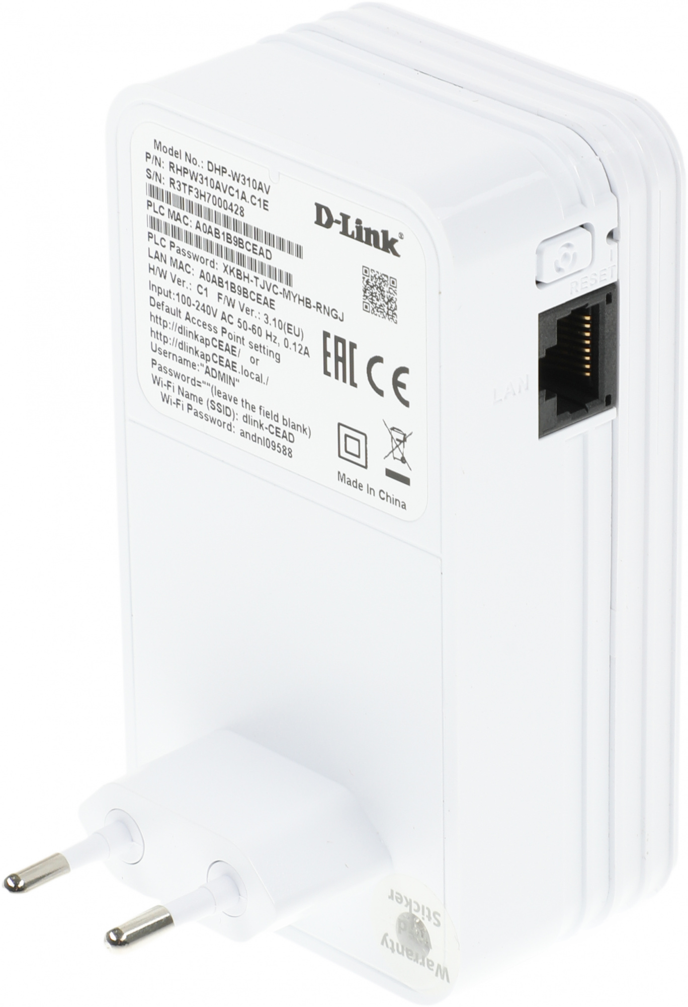 Сетевой адаптер Powerline D-Link DHP-W310AV Ethernet