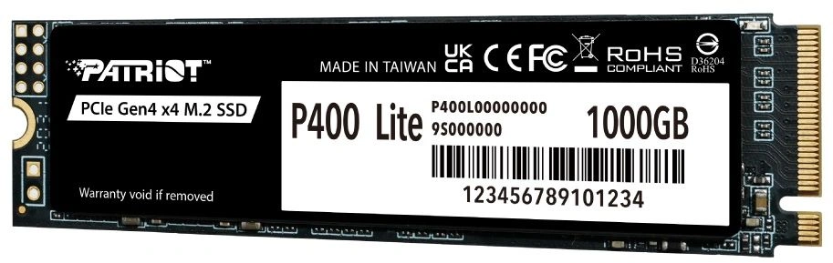 Накопитель SSD Patriot PCIe 4.0 x4 1TB P400LP1KGM28H P400 Lite M.2 2280