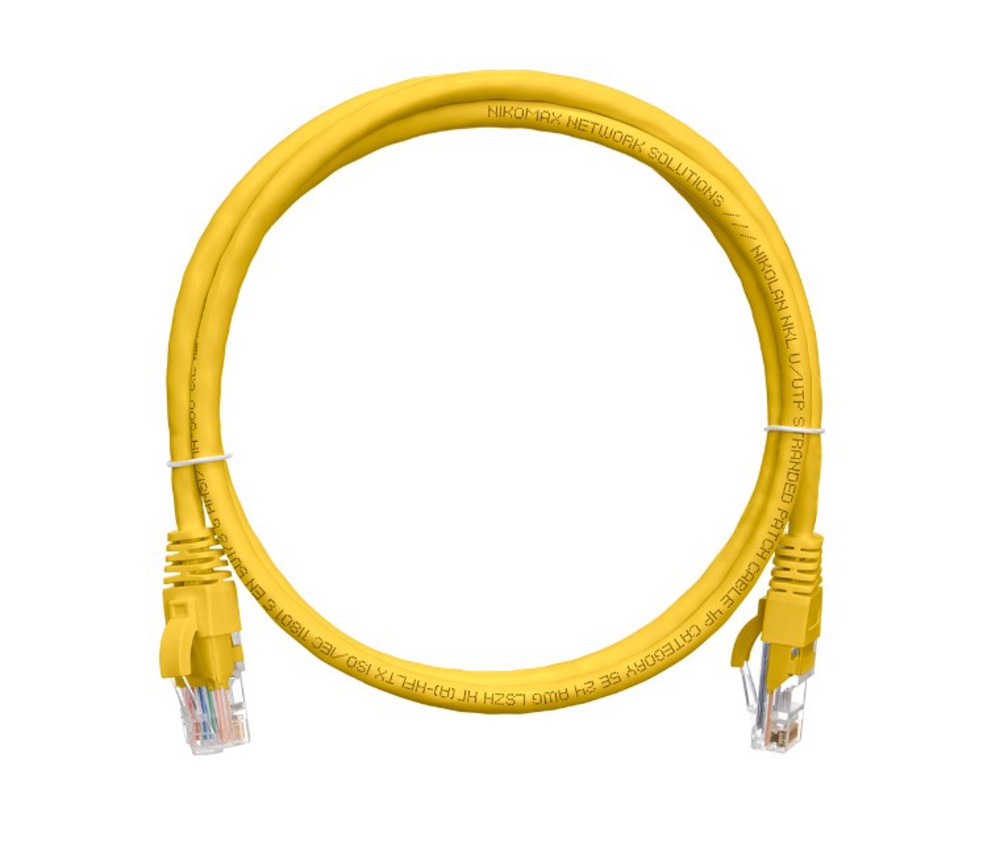 NMC-PC4UD55B-030-YL Коммутационный шнур NIKOMAX U/UTP 4 пары, Кат.5е (Класс D), 100МГц, 2хRJ45/8P8C, T568B, заливной, с защитой защелки, многожильный, BC (чистая медь), 24AWG (7х0,205мм), PVC нг(А), желтый, 3м