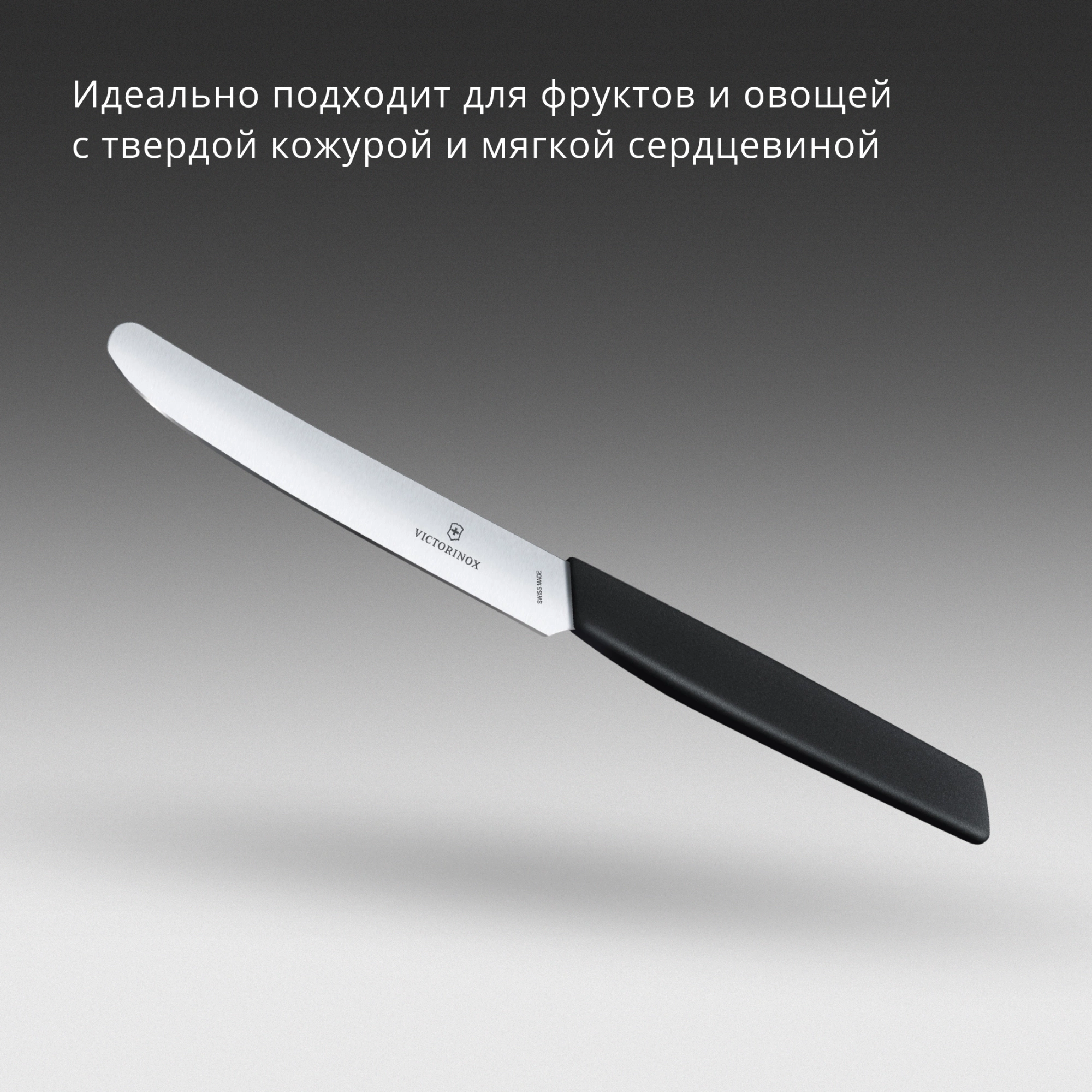 Нож кухонный Victorinox Swiss Modern (6.9003.11) стальной столовый лезв.110мм прямая заточка черный