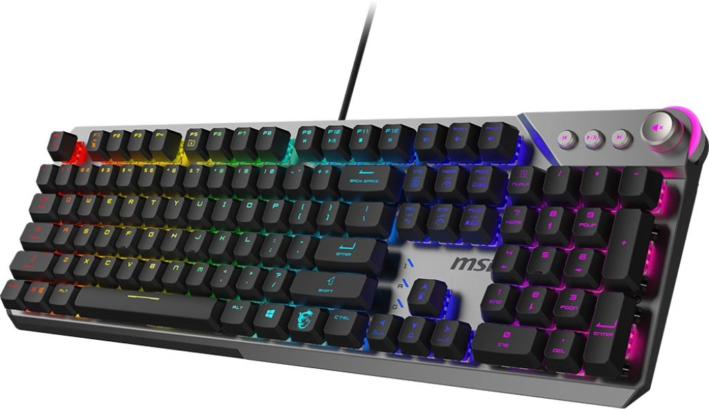 Клавиатура MSI 600 Silent механическая серый/черный USB Multimedia for gamer LED (подставка для запястий) (S11-04RU256-CLA)