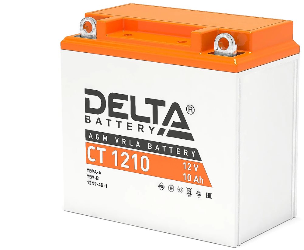 CT 1210 - Мото аккумулятор Delta герметичный свинцово-кислотный, 12В/10Ач