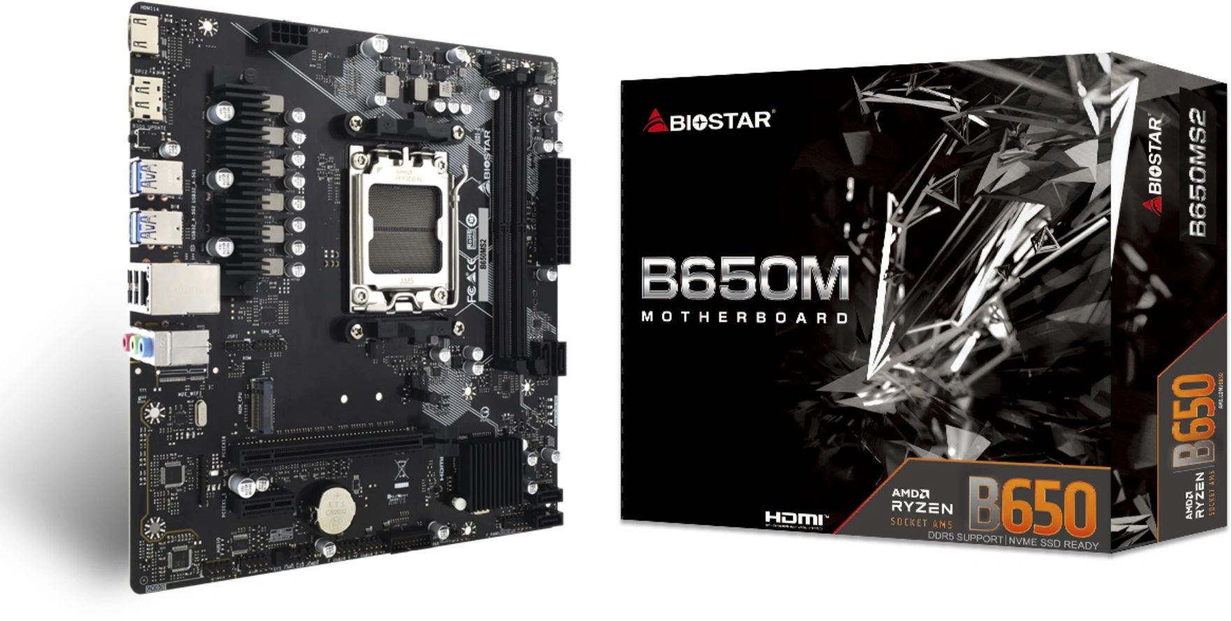 Материнская плата Biostar B650MS2-E Socket AM5 AMD B650 2xDDR5 mATX AC`97 8ch(7.1) 2.5Gg RAID+HDMI+DP