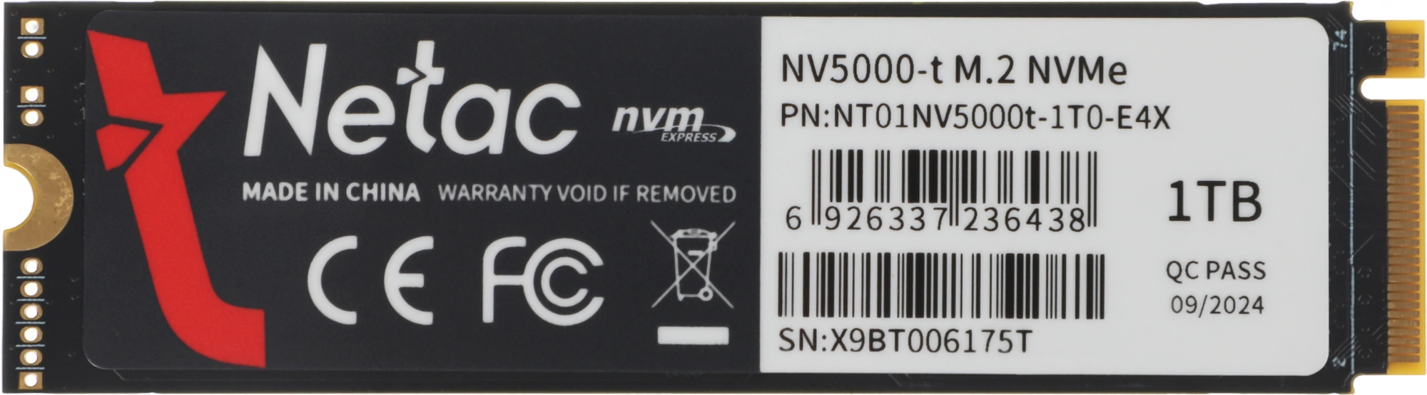 Накопитель SSD Netac PCIe 4.0 x4 1TB NT01NV5000T-1T0-E4X NV5000t M.2 2280