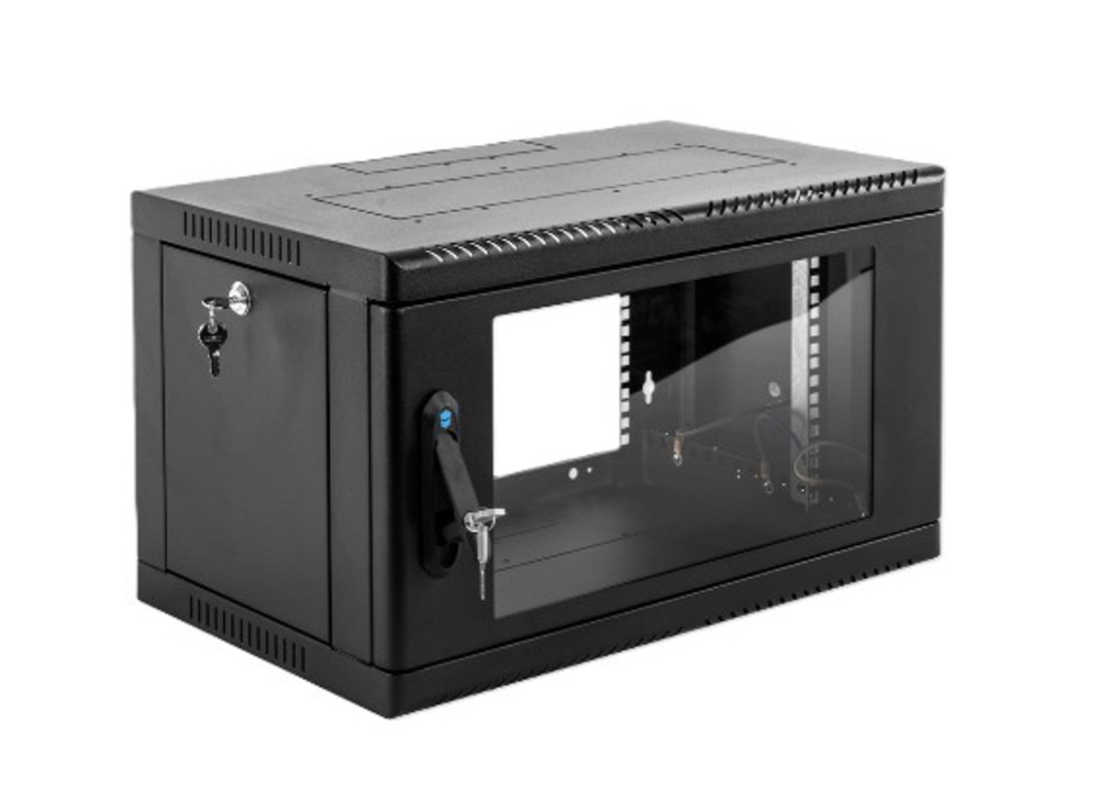 ШРН-6.500-9005 - Шкаф телекоммуникационный настенный сварной 6U (600 х 500) съёмные стенки, дверь стекло, чёрный, ЦМО
