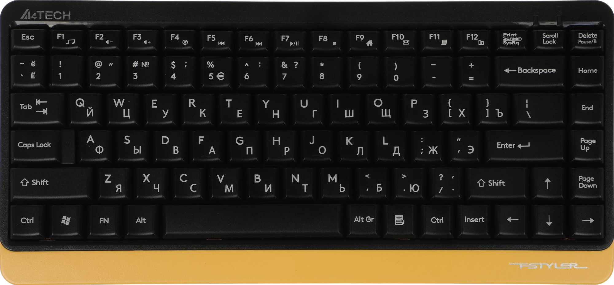 Клавиатура + мышь A4Tech Fstyler FG1110 клав:черный/желтый мышь:черный/желтый USB беспроводная Multimedia (FG1110 BUMBLEBEE)