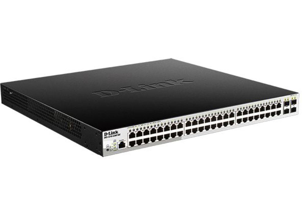 DGS-1210-52MP/ME/B2A PROJ Управляемый L2 коммутатор с 48 портами 10/100/1000Base-T и 4 портами 1000Base-X SFP (порты 1-8 PoE 802.3af/at, порты 9-48 PoE 802.3af, PoE-бюджет 370 Вт)