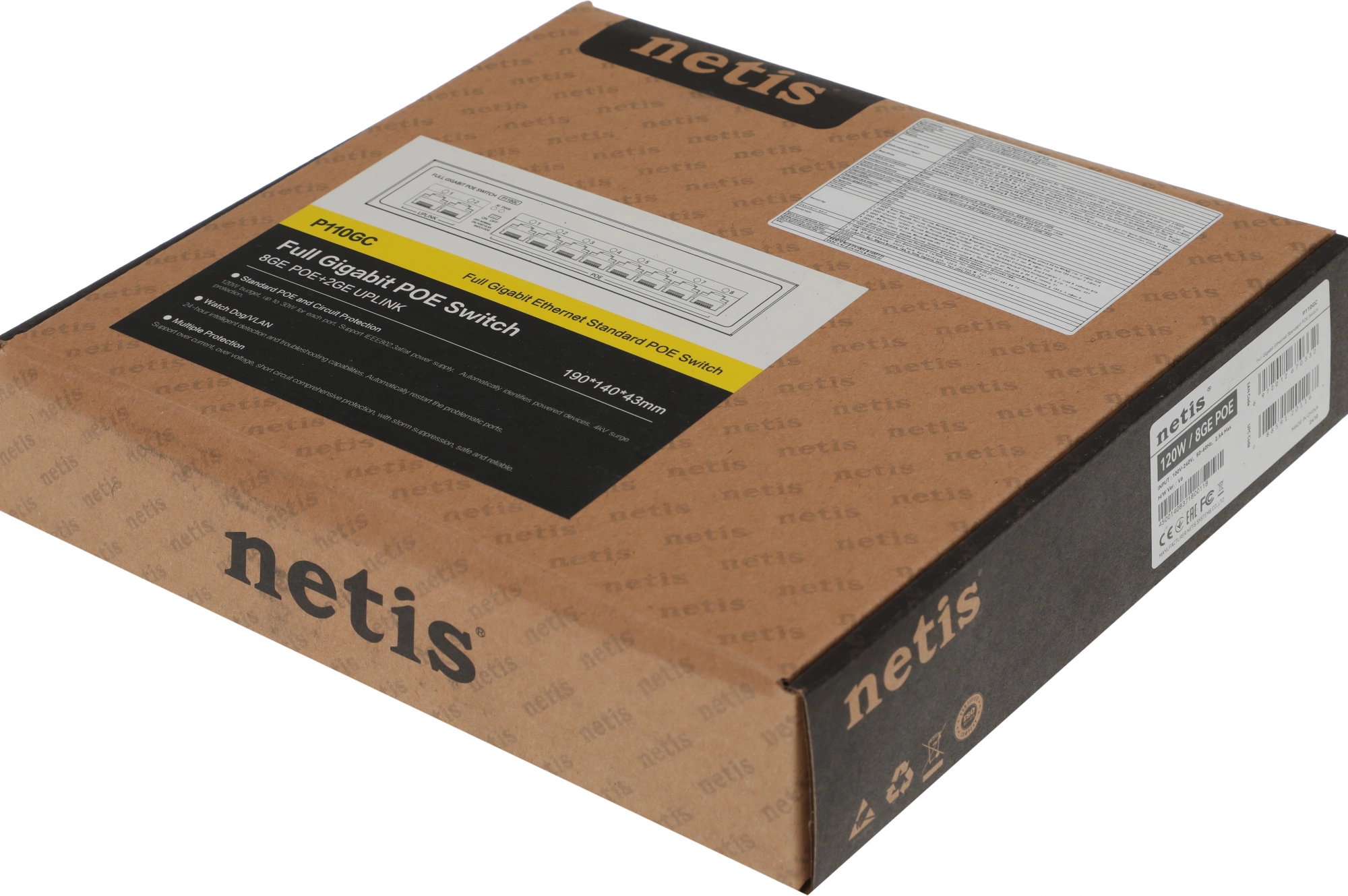 Коммутатор Netis P110GC (L2) 10x1Гбит/с 8PoE+ 120W неуправляемый