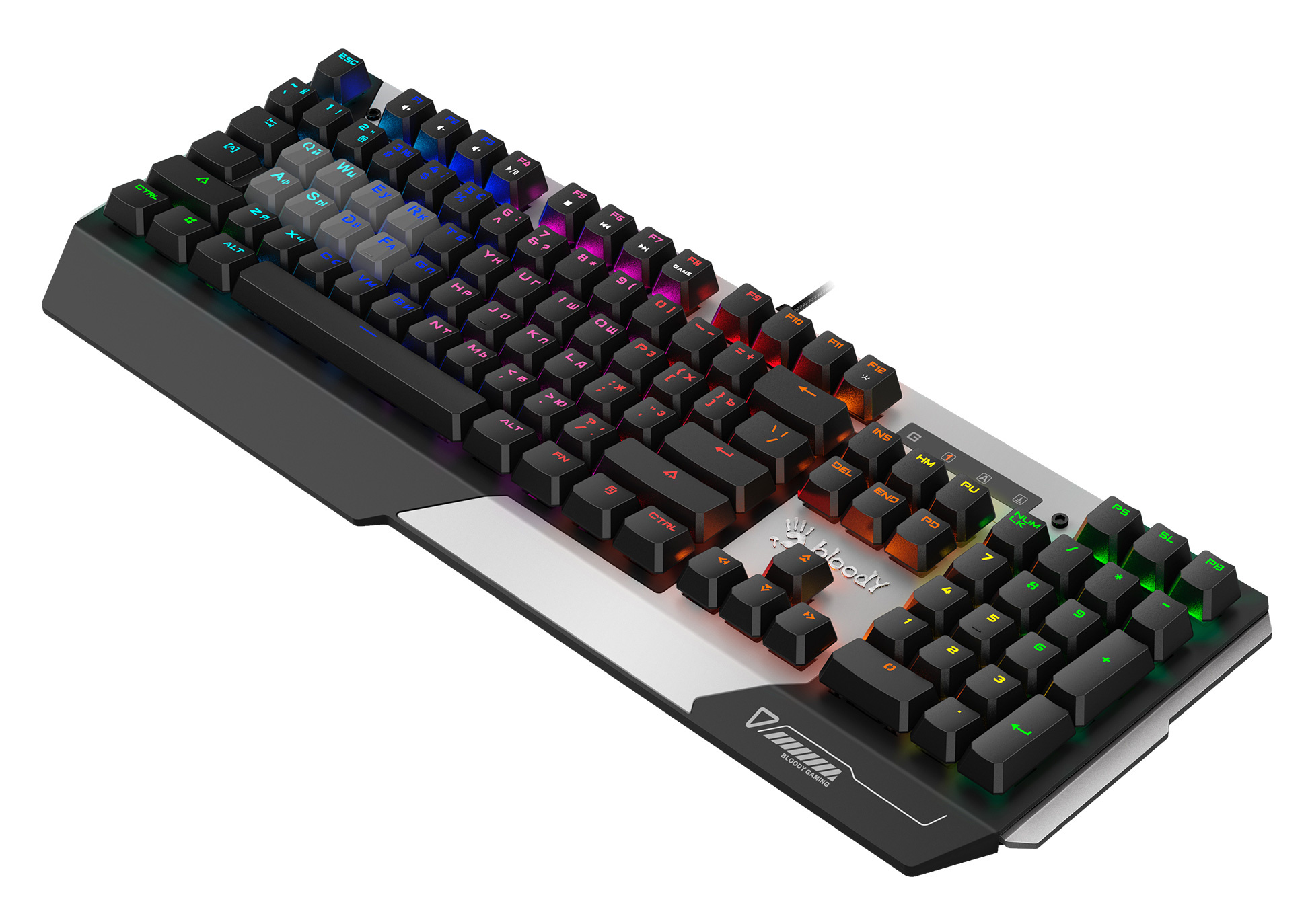 Клавиатура A4Tech B865R механическая серый/черный USB for gamer LED кабель 1.8м