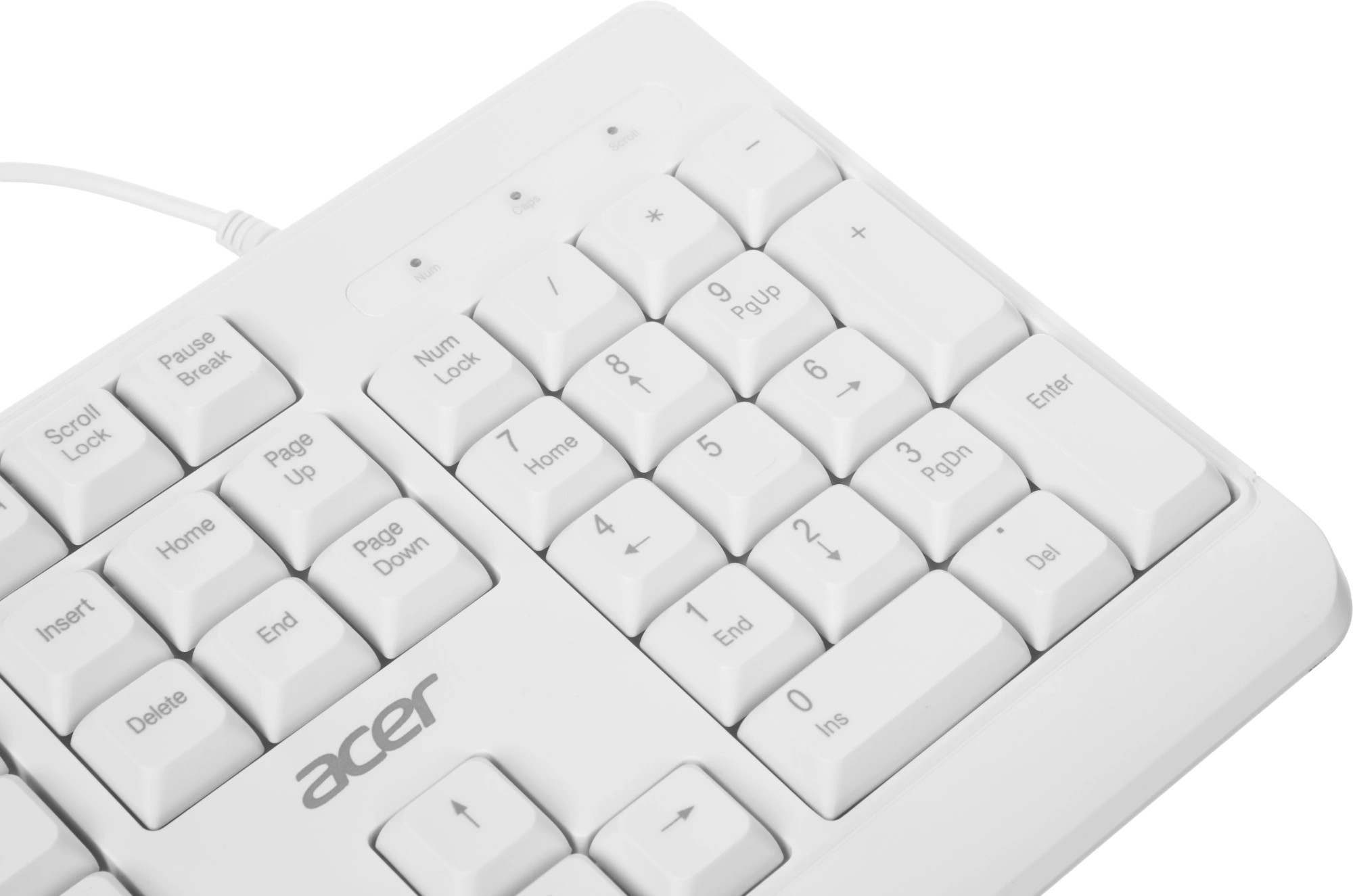 Клавиатура Acer OKW301 белый USB Multimedia (ZL.KBDCC.01B) кабель 1.8м