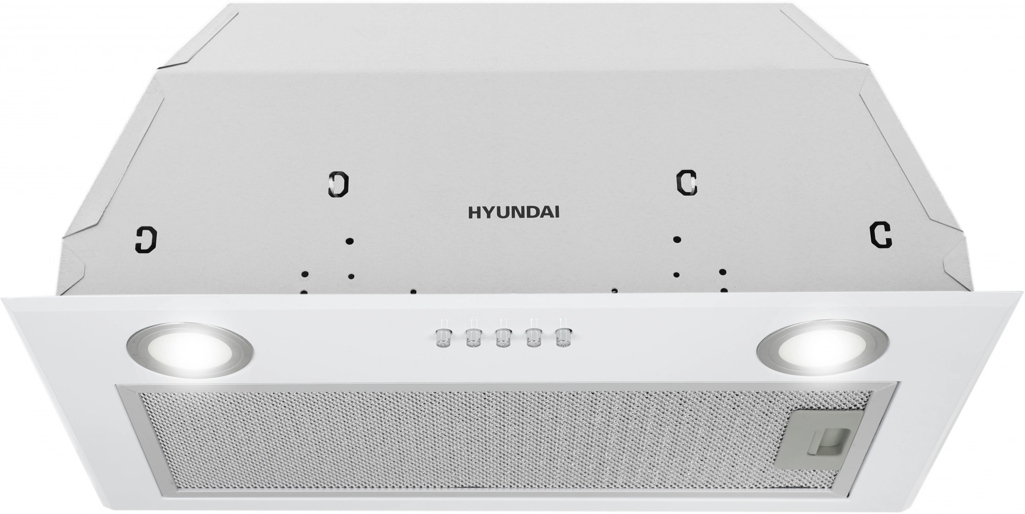Вытяжка встраиваемая Hyundai HBB 6033 W белый управление: кнопочное (1 мотор)