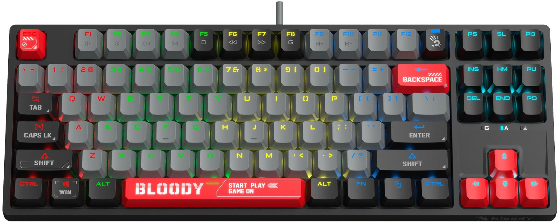 Клавиатура A4Tech S87 Energy механическая черный USB for gamer LED (S87 USB ENERGY RED) кабель 1.8м