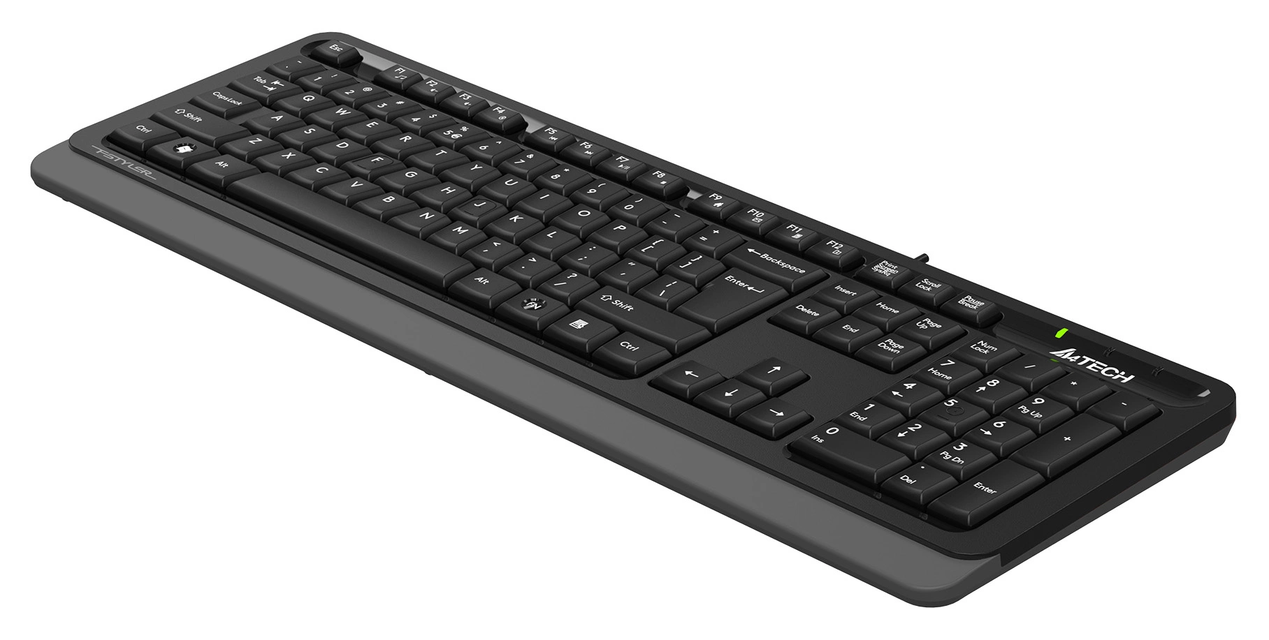 Клавиатура A4Tech FKS10 черный/серый USB (подставка для запястий) (FKS10 GREY) кабель 1.5м