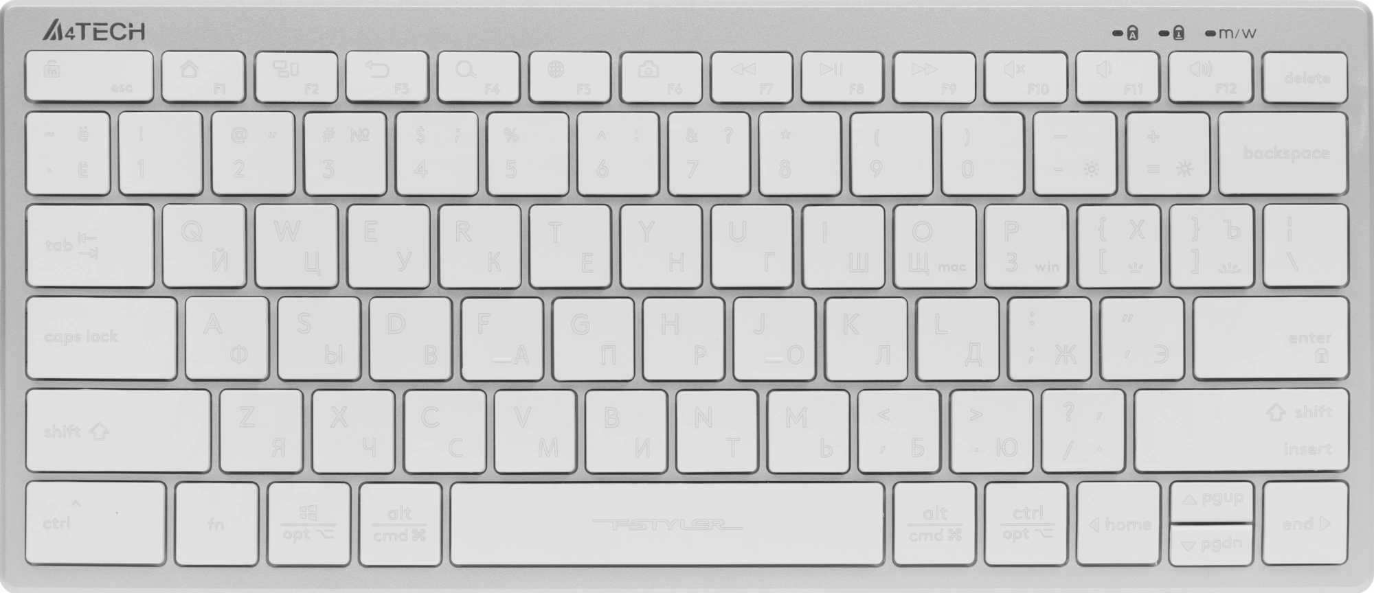 Клавиатура A4Tech FX61 белый USB slim LED (FX61 WHITE) кабель 1.5м