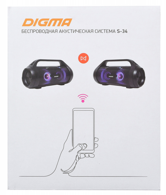 Колонка порт. Digma S-34 черный 25W 1.0 BT/USB 3000mAh (SP3425B)