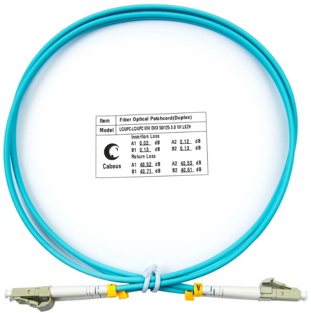 Cabeus FOP-50-LC-LC-1m - Шнур оптический duplex LC-LC 50/125 mm OM3 1м LSZH