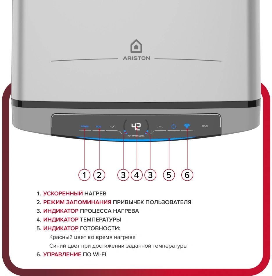 Водонагреватель Ariston Velis Lux Inox PW ABSE WIFI 80 2.5кВт 80л электрический настенный/серый