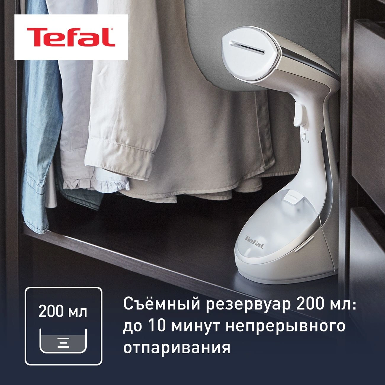 Отпариватель ручной Tefal Access Steam Pocket DT9130E0 1600Вт белый/серебристый