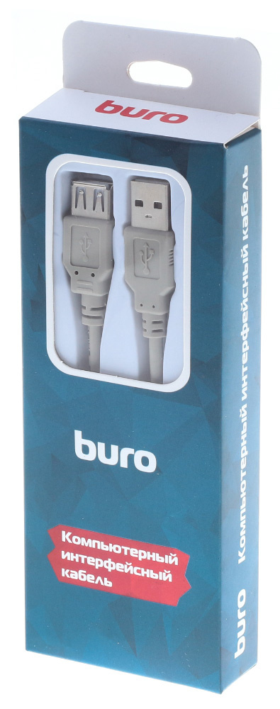 Кабель Buro USB A(m) USB A(f) 1.8м (BHP RET USB_AF18) серый (блистер)