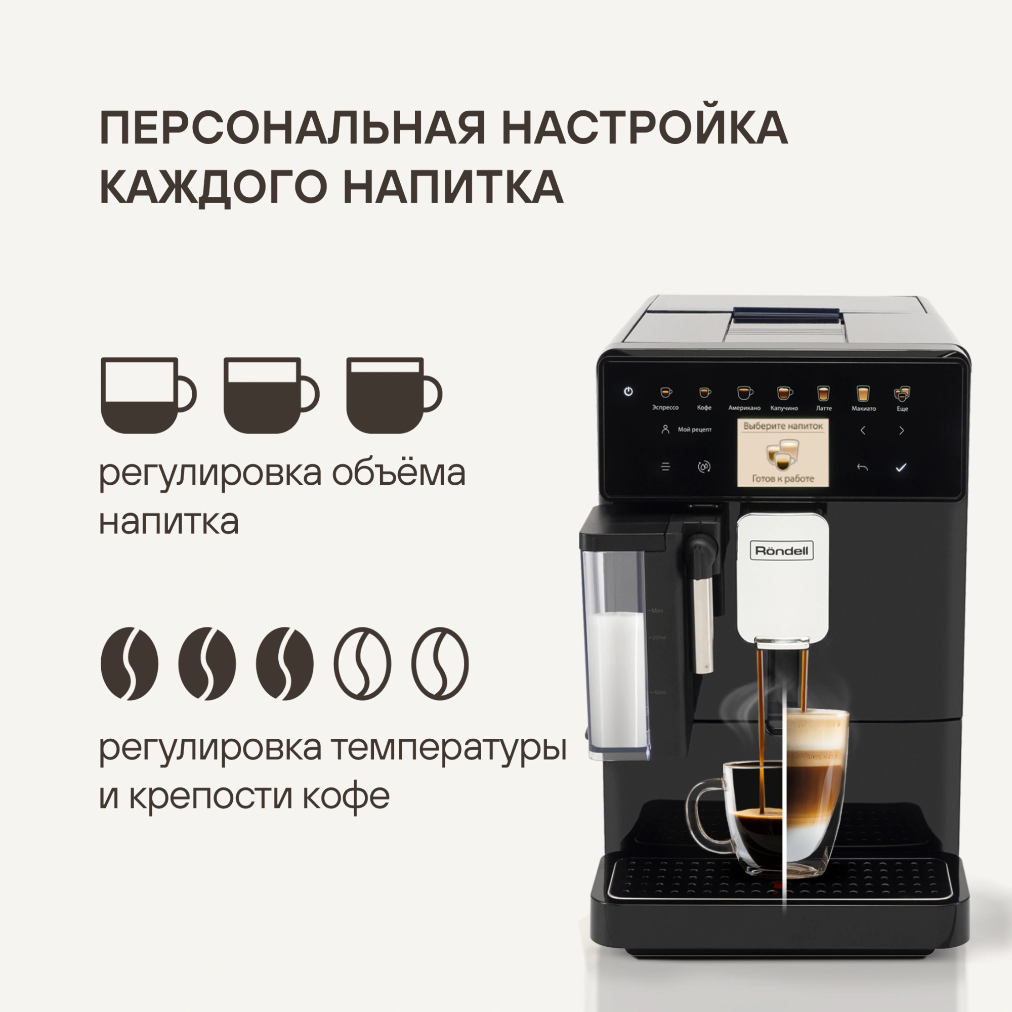 Кофемашина Rondell RDE-1116 1400Вт черный