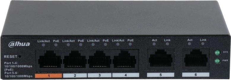 Коммутатор Dahua DH-CS4006-4GT-60 (L2) 4x1Гбит/с 2xКомбо(1000BASE-T/SFP) 60W управляемый