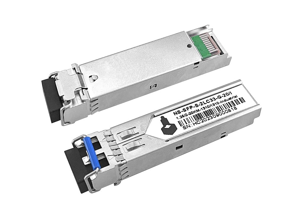 NS-SFP-S-2LC33-G-20/I - Оптический SFP модуль NST промышленный. Два волокна Single Mode. Скорость: до 1,25 Гбит/c. Тип разъема: 2xLC. Оптический бюджет: 15дБ. Расстояние передачи - до 20км. Рабочая длина волны,нм - Tx:1310/Rx:1310.