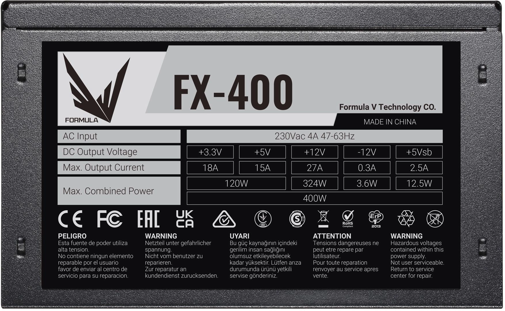 Блок питания Formula ATX 400W FX-400 (20+4pin) 120mm fan 3xSATA RTL