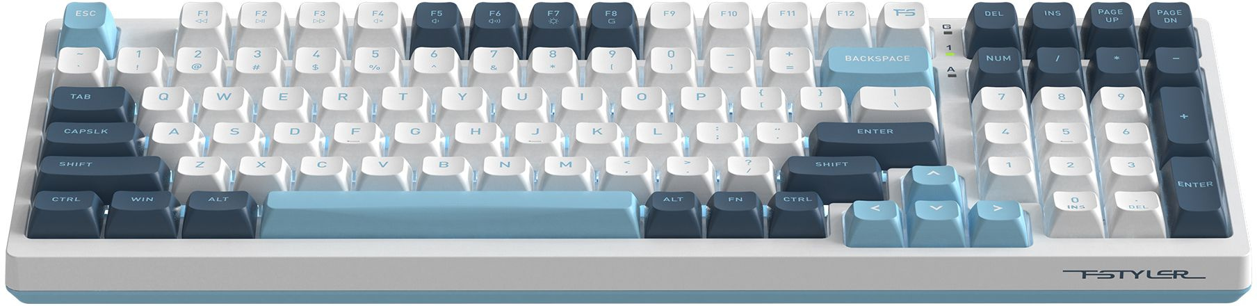 Клавиатура A4Tech FS300 механическая белый/синий USB for gamer LED (FS300 PANDA SNOWBOARDING) кабель 1.8м