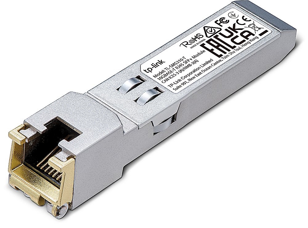 TL-SM5310-T - Модуль SFP+ 10GBASE-T RJ45, Передача данных на скорости 10 Гбит/с (Поддержка 10GBASE-T, 5GBASE-T, 2.5GBASE-T, 1000BASE-T и 100BASE-TX)
