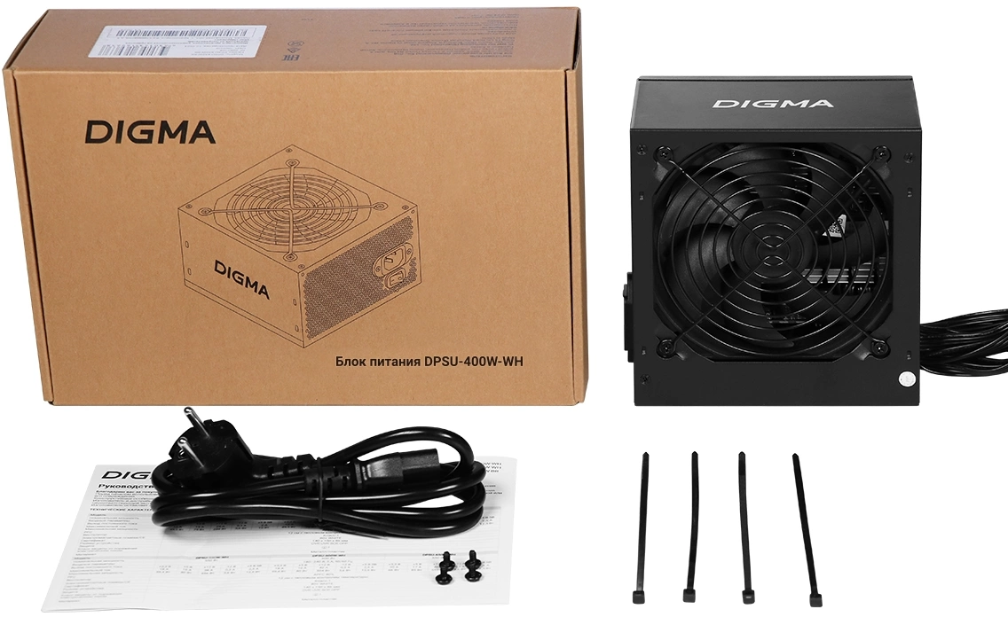 Блок питания Digma ATX 400W DPSU-400W-WH 80+ white (20+4pin) APFC 120mm fan 6xSATA RTL