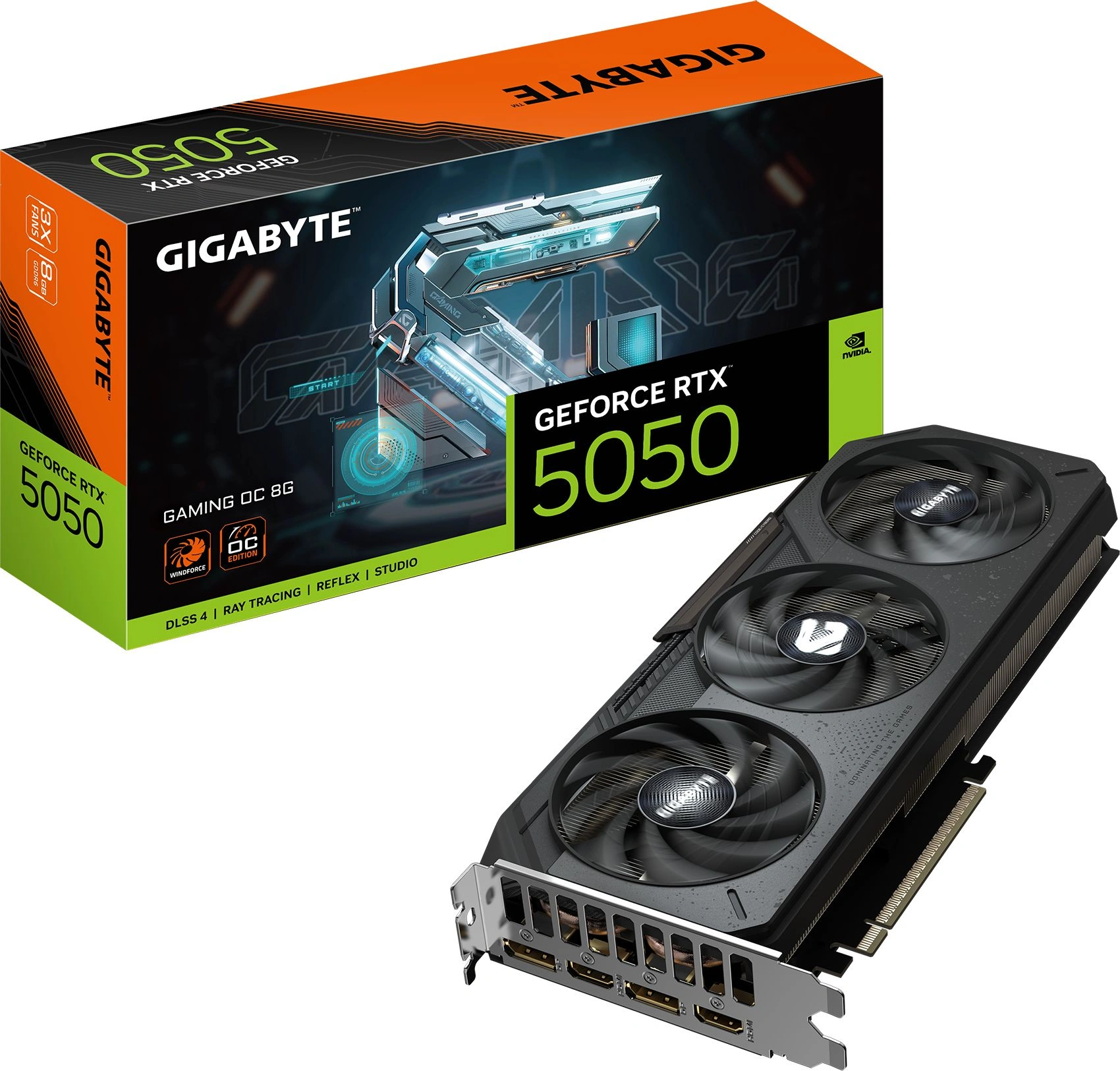 Видеокарта Gigabyte PCI-E 5.0 GV-N5050GAMING OC-8GD 1.0 NVIDIA GeForce RTX 5050 8Gb 128bit GDDR6 2632/20000 HDMIx2 DPx2 HDCP Ret