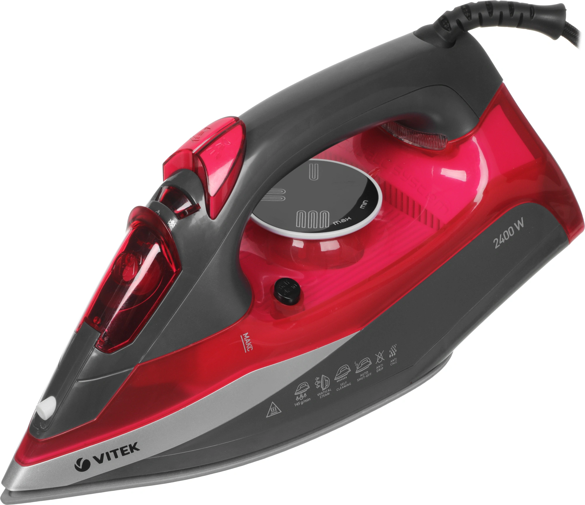 Утюг Vitek VT-8348 2400Вт серый/красный