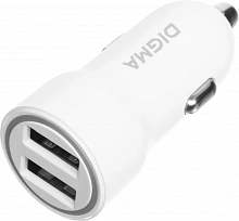 Автомобильное зар./устр. Digma DGC1С 12W 2.4A 2xUSB белый (DGC1C2LX22WH)