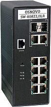 SW-80822/ILR - Промышленный управляемый (L2+) PoE коммутатор Gigabit Ethernet на 10 портов. Порты: 8 x GE (10/100/1000Base-T) с PoE (до 30W) + 2 x GE Combo (RJ45 10/100/1000Base-T+ SFP 1000Base-X)