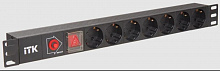 PH13-7D3 ITK PDU 7 розеток нем. стандарт, с LED выключателем и защитой от перенапряжения, без шнура, вх. C14, алюминиевый профиль