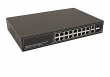 NS-SW-16G4G-PL - Управляемый L2 Коммутатор PoE NST Gigabit Ethernet. Порты: 16 x GE (10/100/1000 Base-T) с поддержкой PoE (IEEE 802.3af/at), 2 x GE (10/100/1000 Base-T) Uplink, 2 x GE SFP Uplink. Мощность PoE на порт - до 30W. Суммарная мощность PoE до 30