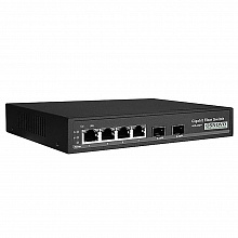 SW-7042 - Коммутатор OSNOVO Gigabit Ethernet на 4 RJ45 + 2 SFP. Порты: 4 x GE (10/100/1000Base-T), 2 x GE SFP (1000Base-FX). В комплекте БП DC12V(1A)