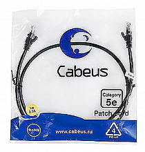 Cabeus PC-UTP-RJ45-Cat.5e-1m-BK Патч-корд U/UTP, категория 5е, 2xRJ45/8p8c, неэкранированный, черный, PVC, 1м Патч-корд U/UTP, категория 5е, 2xRJ45/8p8c, неэкранированный, черный, PVC, 1м