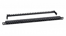 Cabeus PLHD-24-Cat.5e-Dual-180-0,5U Патч-панель высокой плотности 19" (0,5U), 24 порта RJ-45, категория 5e, Dual IDC,180 градусов, с задним кабельным организатором