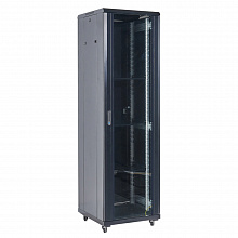 04-2266-212 - Напольный шкаф 19" 22U 600х600, дверь сплошное стекло, черный, RAL 9005 Rexant