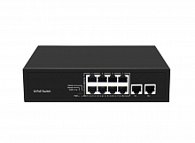 ST-NS008MB-GD - Неадминистрируемый коммутатор, 8 RJ-45 POE портов (10/100 Мбит/с), 2 RJ-45 Uplink порта (1000 Мбит/с), бюджет на порт до 30 Вт, общий бюджет до 120 Вт.