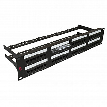 SYSMATRIX PP 1902U.S485EU.M - Патч-панель 19" (1U); (1U), 24 порта RJ-45, категория 5e, Dual IDC, с задним кабельным организатором, цвет черный, SYSMATRIX