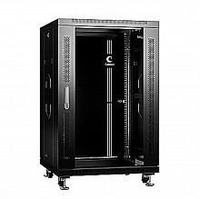 Cabeus SH-05C-18U60/60-BK - Шкаф монтажный телекоммуникационный 19" напольный для распределительного и серверного оборудования 18U 600x600x988mm (ШхГхВ) передняя стеклянная и задняя сплошная металлическая двери, ручка с замком, цвет черный (RAL 9004)