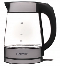 Чайник электрический Starwind SKG3311 1.7л. 2200Вт черный/серебристый корпус: стекло/металл/пластик