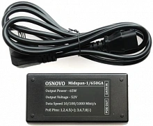 Инжектор PoE Osnovo Midspan-1/650GA 10/100/1000BASE-T 65Вт 100-240В(АС)
