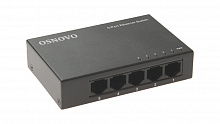 SW-5F - Неуправляемый коммутатор Fast Ethernet на 5 портов. Порты: 5 x FE (10/100Base-TX). Auto MDI/MDIX Встроенная грозозащита 2кВ. В комплекте БП DC12V(1A). Размеры (ШхВхГ): 100 x 23 x 65мм. Рабочая температура: 0...+40 гр. С, OSNOVO