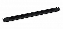Cabeus SH-J004A-BK Кабельный органайзер горизонтальный 19" 1U, с щеточным вводом, металлический, цвет черный (RAL 9004)