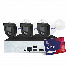 Комплект: видеорегистратор TR-Lite 1110 + 3 IP-камеры TR-Lite L2B5 + Облако 3000