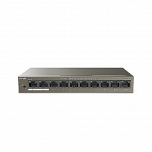 Tenda TEF1110P-8-63W - Коммутатор PoE неуправляемый, 8 портов PoE 10/100 Base-TX (IEEE 802.3at/af) + 2 порта 10/100 Base-TX Uplink, идентифицирует устройства с питанием от PoE. Бюджет PoE 63 Вт и 30 Вт для одного порта, грозозащита портов 6 кВ.