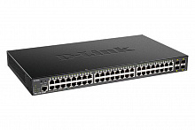 DGS-1250-52XMP/A1A Настраиваемый L2 коммутатор с 48 портами 10/100/1000Base-T и 4 портами 10GBase-X SFP+ (48 портов PoE 802.3af/at, PoE-бюджет 370 Вт)